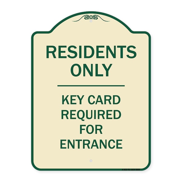 Designer Series-Residence-only-key Card Tan & Green Heavy-Gauge Aluminum, 24" x 18", TG-1824-9899